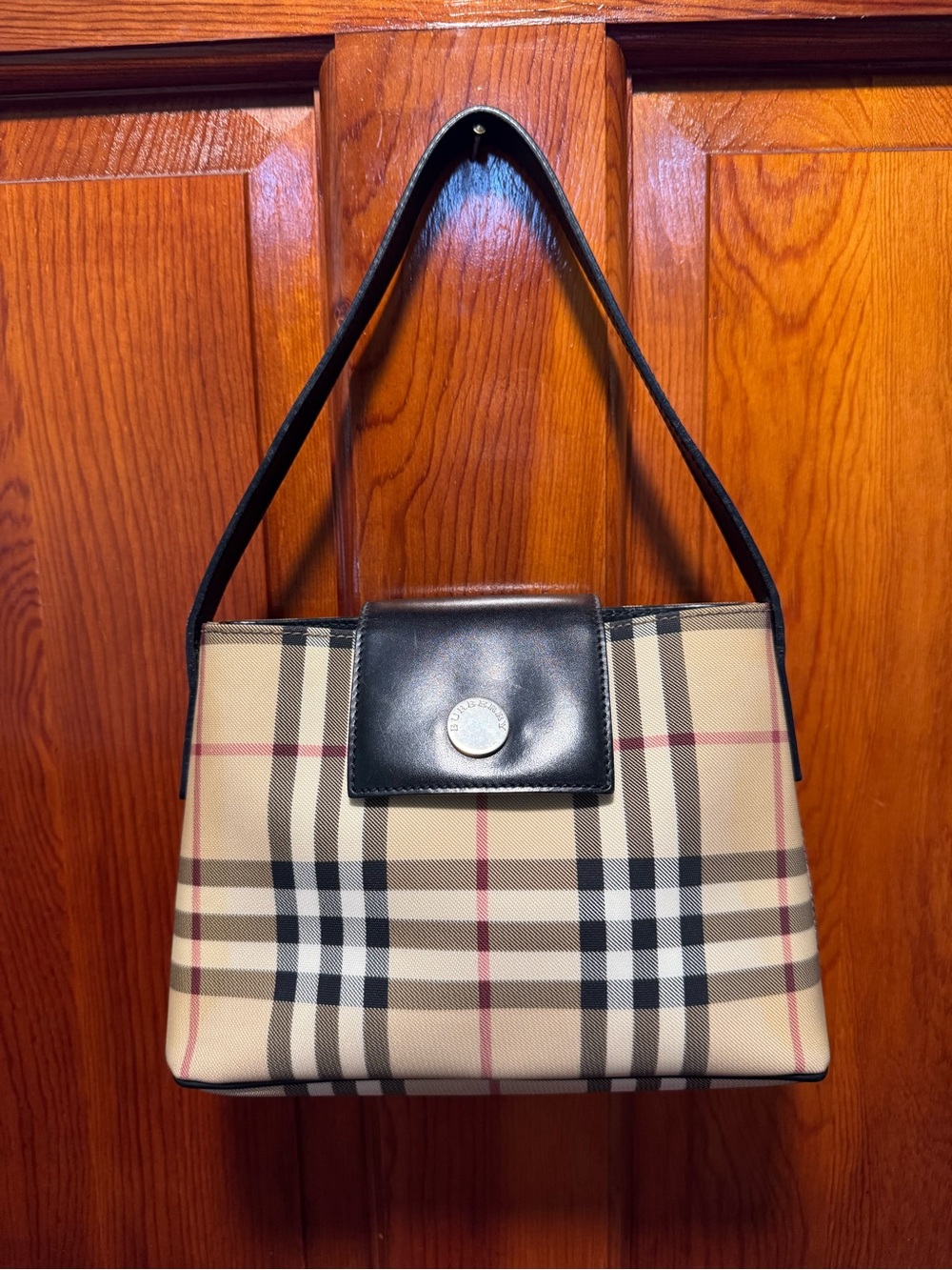 Burberry Nova Check Mini Shoulder Bag in Beige and Black